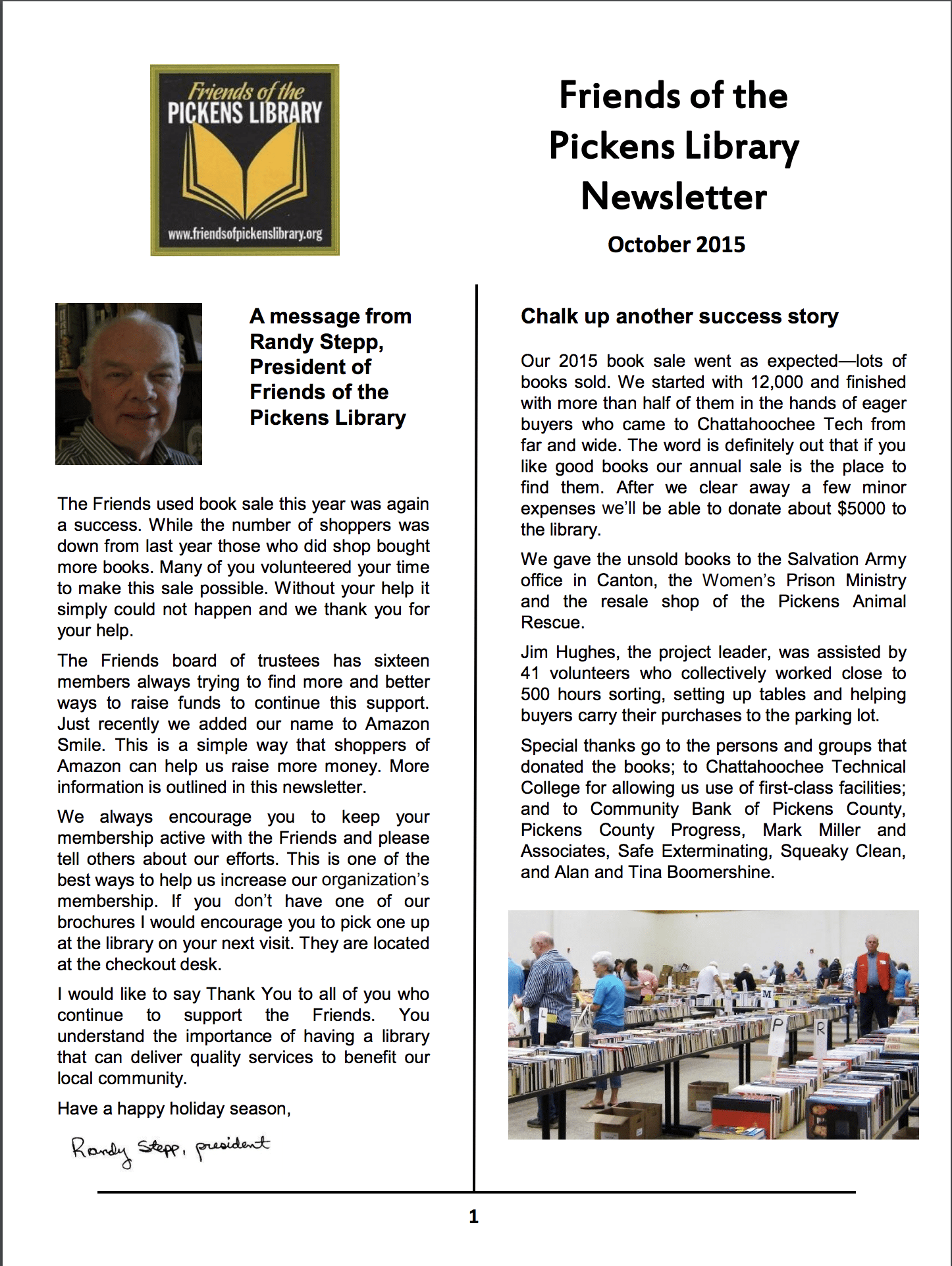 October 2015 Newsletter 